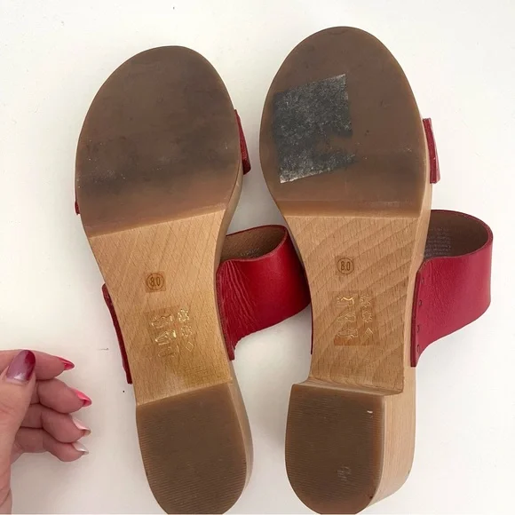 Red Leather Women's Sandals - Picture 11 of 13